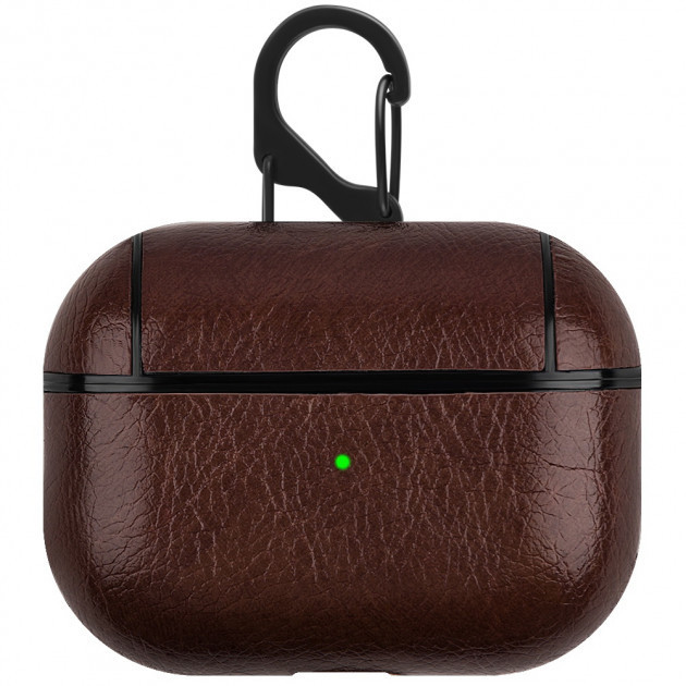 

Защитный чехол для наушников Apple AirPods Pro Alitek Luxury PU Dark Brown + карабин