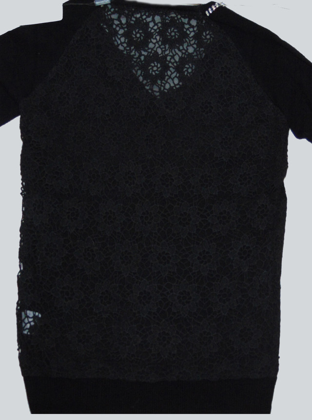 Ажурная спинка женского пуловера черного цвета Лилиана SvLl115