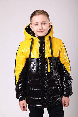 Куртка весенняя для мальчика подростка рост 134 желтый