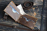 Мужской бумажник для купюр в винтажном стиле из натуральной кожи HANDCRAFT IN UA светло-коричневый, фото 5