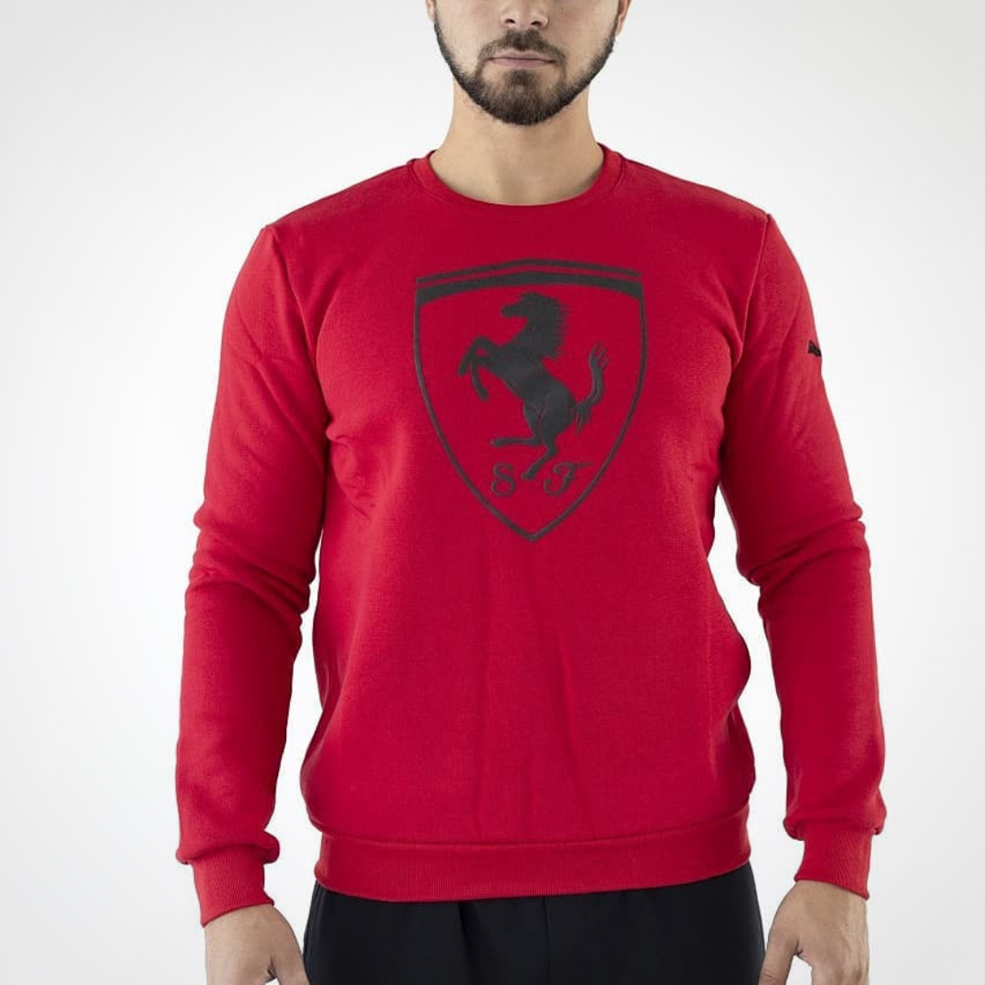 

Толстовка мужская красная Puma Ferrari, свитшот мужской на флисе красный