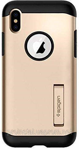 

Чехол Spigen для iPhone XS Max Slim Armor Champagne Gold, Золотистый