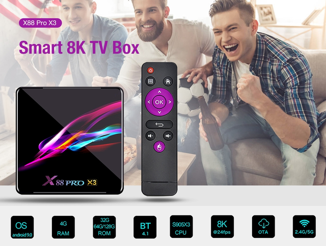 Приставка X88 PRO X3 | 4/64 GB | Amlogic S905X3 | Android TV Box -  Дропшиппинг поставщик в Украине