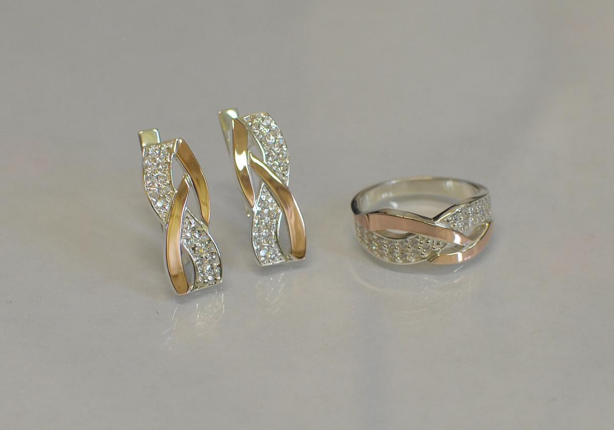 Золотые комплекты серьги кольцо