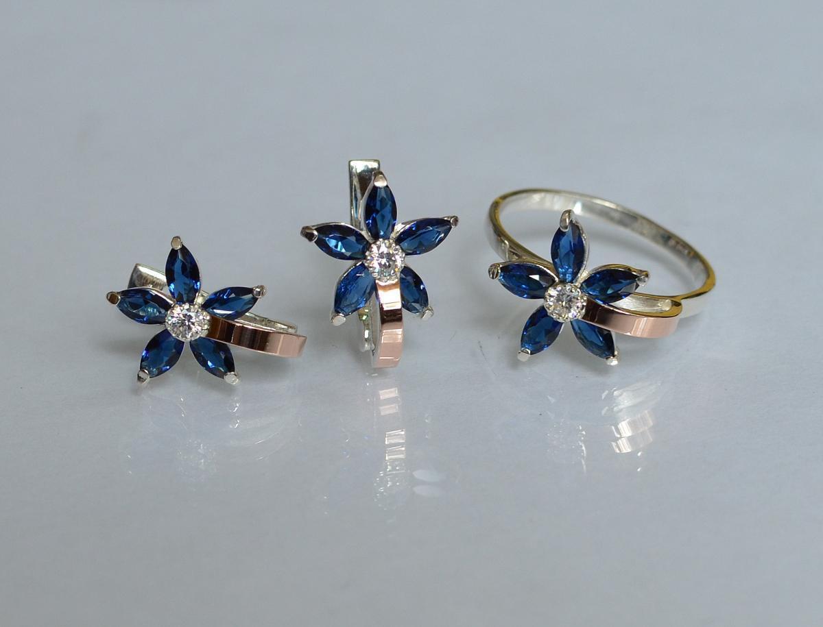 

Серебряный набор с золотыми напайками Silver Style 034 17