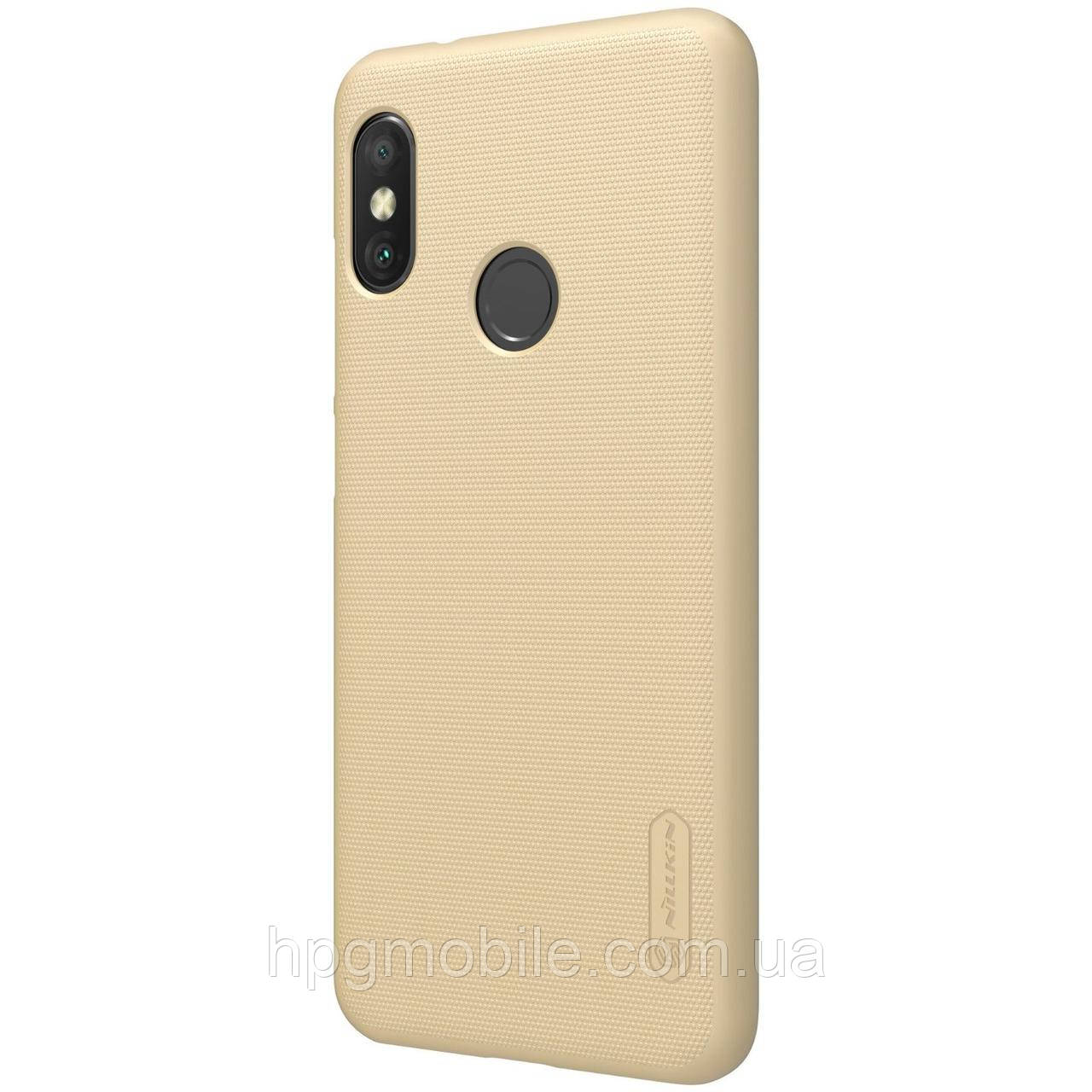 

Чехол для Xiaomi Redmi Note 6 Pro - Nillkin Super Frosted Shield, с подставкой, матовый, пластик Золотистый