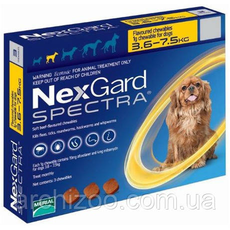 Таблетки NexGard Spectra от блох и клещей для собак, 3.5-7.5 кг, фото 2