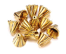 Ковпачок кінцевик для бус металевий золото античне 12х13 мм