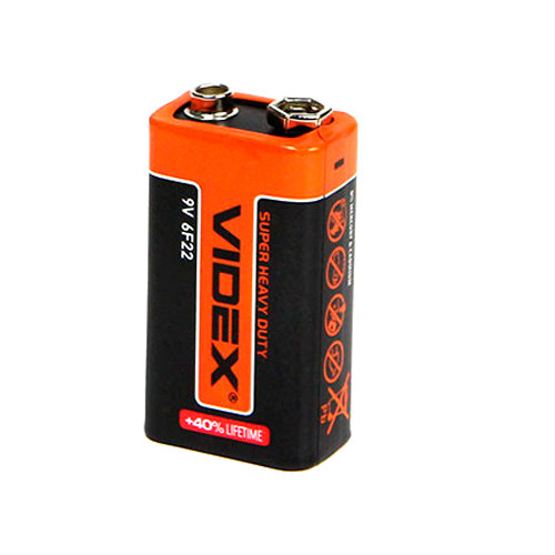 Батарейка крона VIDEX CR-9V 6F22 9В, батарея, солевая: продажа, цена в .
