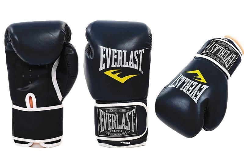 

Перчатки для бокса и единоборств на липучке Everlast 3987 черный-белый 12 унций