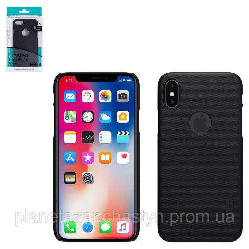 

Чохол Nillkin Super Frosted Shield для iPhone X, iPhone XS, чорний, матовий, з отвором під логотип, пластик,