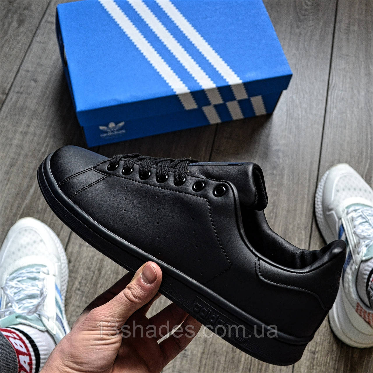 

Кроссовки мужские adidas Stan Smith Black (AAA+) Топ качество чёрный, Черный