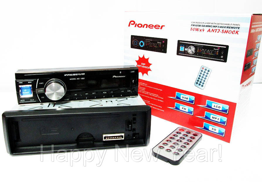 

Автомагнитола Pioneer 1093 Съемная панель Usb+Sd+Fm+Aux+ пульт
