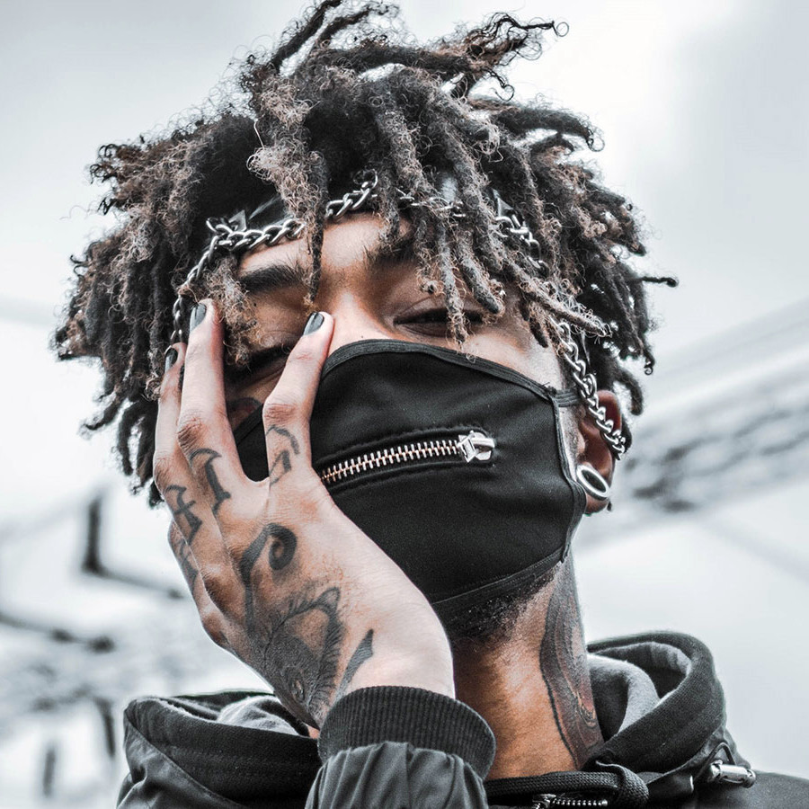 

Маска на лицо Бафф К-Pop VIM Zipp черная Scarlxrd Black с молнией, Черный