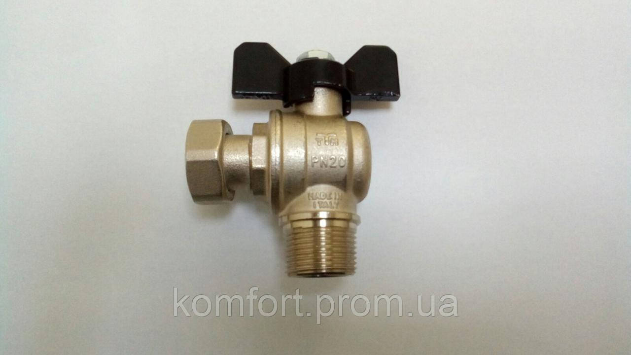 

Кран угловой с накидной гайкой 1/2 "х 1/2" ВН черн / красн бабочка Tiemme Made in Italy (15мм)