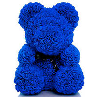 Мишка из 3D роз высотой 40см Синий