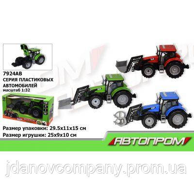 

Трактор инерц. 7924AB (36шт/2) "АВТОПРОМ",1:32, 2 вида по 3 цвета, батар., свет, звук в коробке 29,5-11-15 см