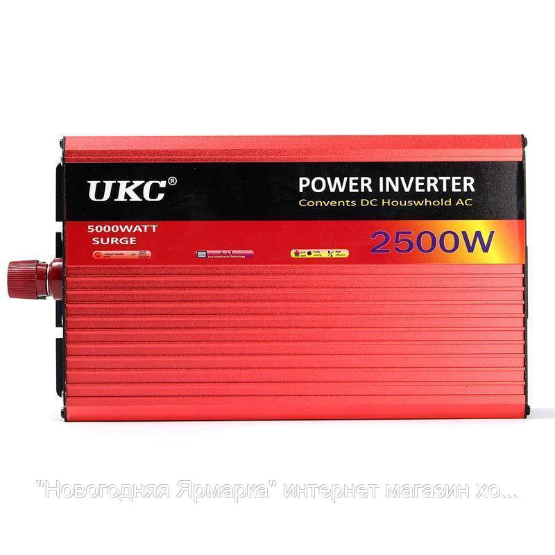 

Преобразователь напряжения инвертор UKC Surge 2500W 12V-220V AR c функции плавного пуска Red