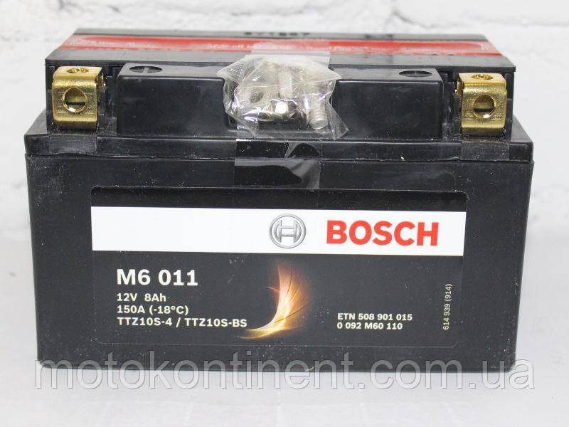 Мото аккумулятор BOSCH M6 AGM Левый [+] 12V 8AH 150A 150x88x93 Bosch  0092M60110 ( ETZ10-BS/ YTZ10-BS/ TTZ10S): продажа, цена в Херсоне.  аккумуляторы для мототехники от ""Мотоконтинент"" - 1139283264