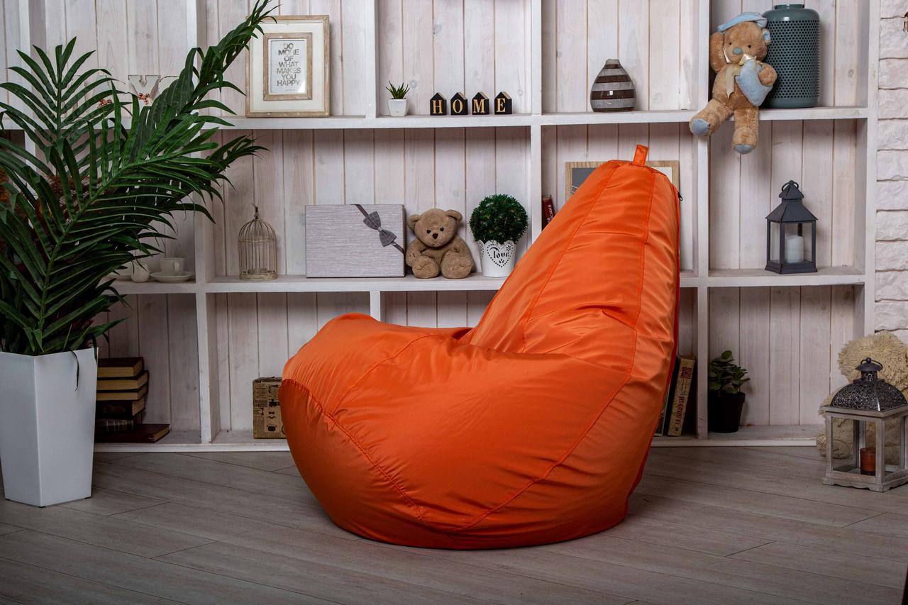 Оранжевое бескаркасное Кресло мешок груша пуфик XL (120х75)  в .