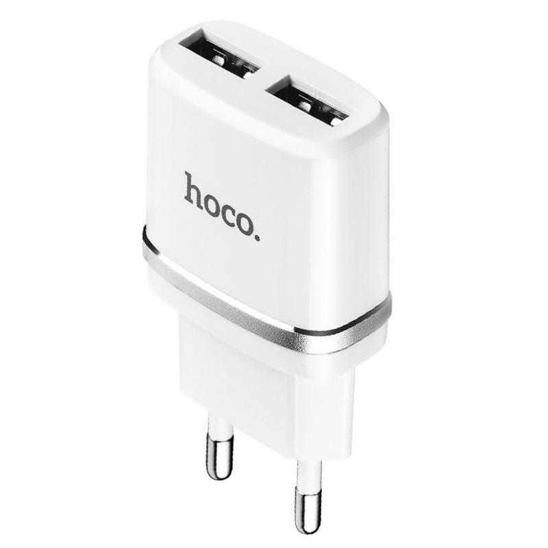

СЗУ 2USB Hoco C12 White + Кабель USB iPhone 6 (2.4A), Белый