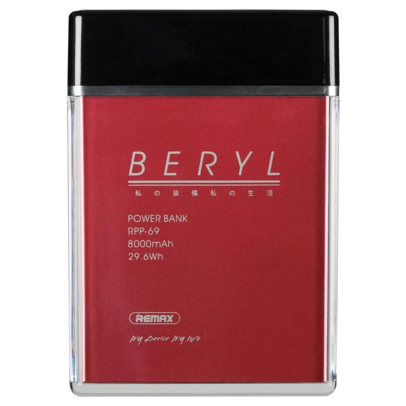 

Внешний аккумулятор Power Bank Remax RPP-69 Beryl 8000mAh Red