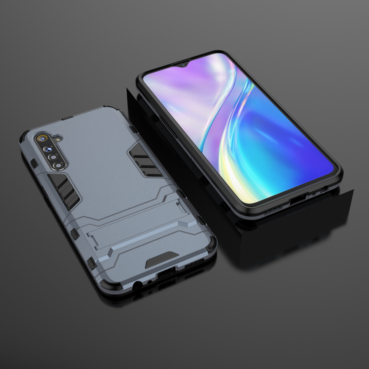 

PC + TPU чехол Metal armor для Realme XT (7 цветов) темно-серый