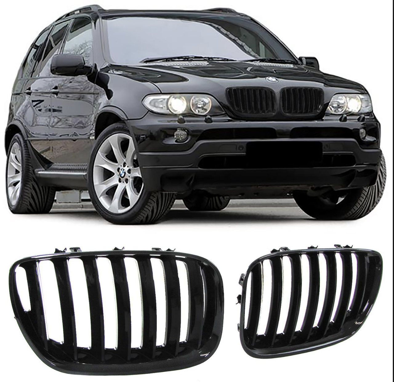 Решетка Радиатора ( Ноздри ) BMW X5 E53 Черный Глянец Мат Решетки Бмв Х5  Е53 — Купить Недорого на Bigl.ua (1140555389)