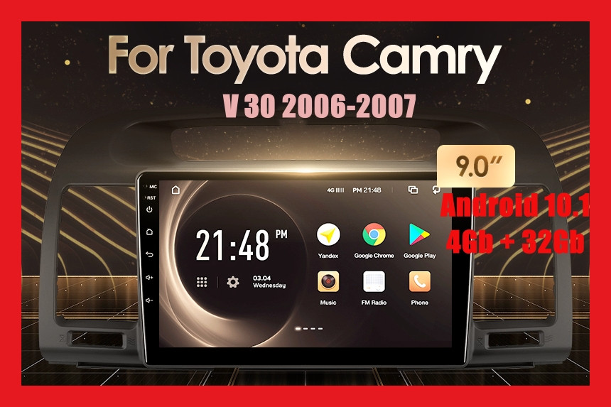 

Автомагнитола штатная Toyota Camry V30 2006-2007 Android 10.1 Экран 9" Память 4/32 Гб