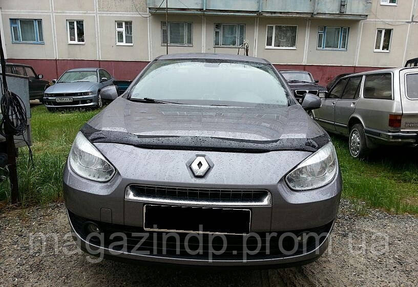 

Дефлектор капота (мухобойка) RENAULT Fluence 09-, седан, темный