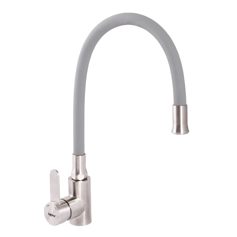 

Смеситель для кухни ZERIX LR74004-9 с серым гибким изливом (LL1204), Серый