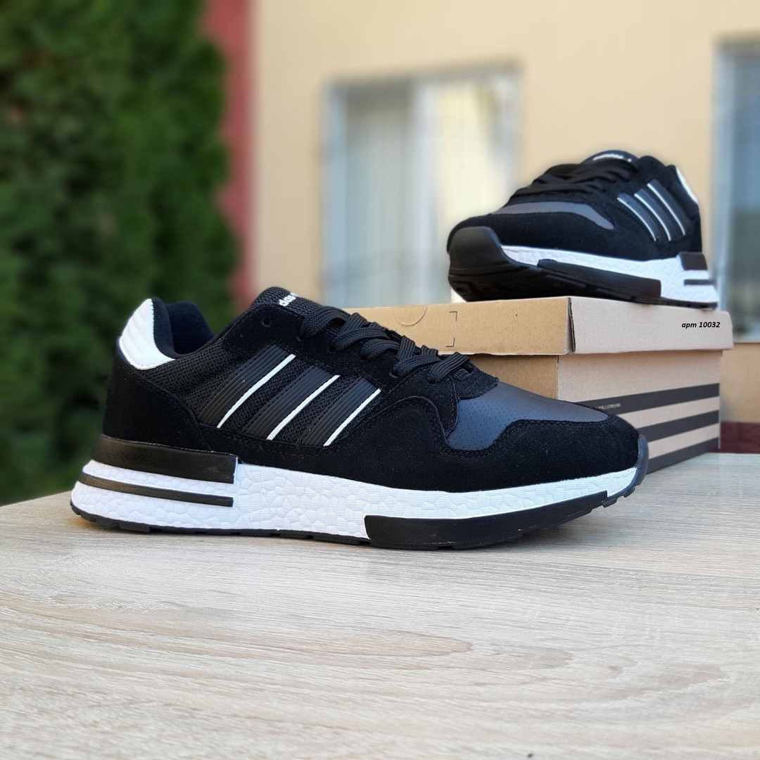 

Мужские кроссовки Adidas ZX 500 (Адидас Зет Икс 500), черные, код OD-10032 45