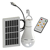 Лампа туристична LED 9Вт з акумулятором і сонячною зарядкою BauTech S-1200, до 8ч роботи + пульт ДУ, фото 1