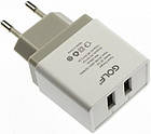 [ОПТ] Сетевой адаптер зарядное устройство Golf GF-U2 2 USB с кабелем Lightning iPhone 2.1A 220V, фото 2