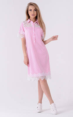 Трендові сукня-сорочка поло (рожеве)