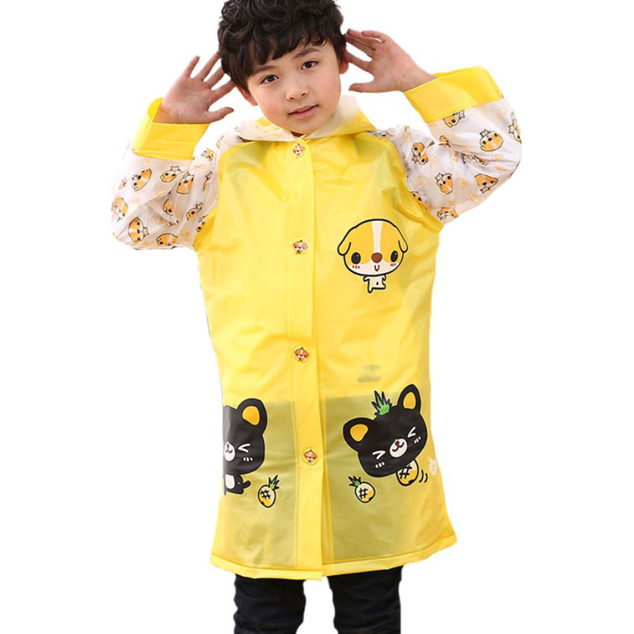 Детский плащ-дождевик Lesko водонепроницаемый с местом под рюкзак желт