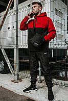 Мужской спортивный костюм с капюшоном President, спортивые штаны, куртка анорак красная + Подарок