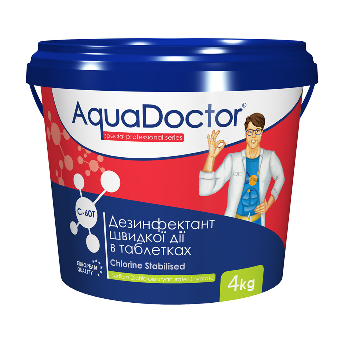 Средство для дезинфекции воды бассейна хлор шок AquaDOCTOR (быстрый), 4 кг (в таблетках по 20 гр)