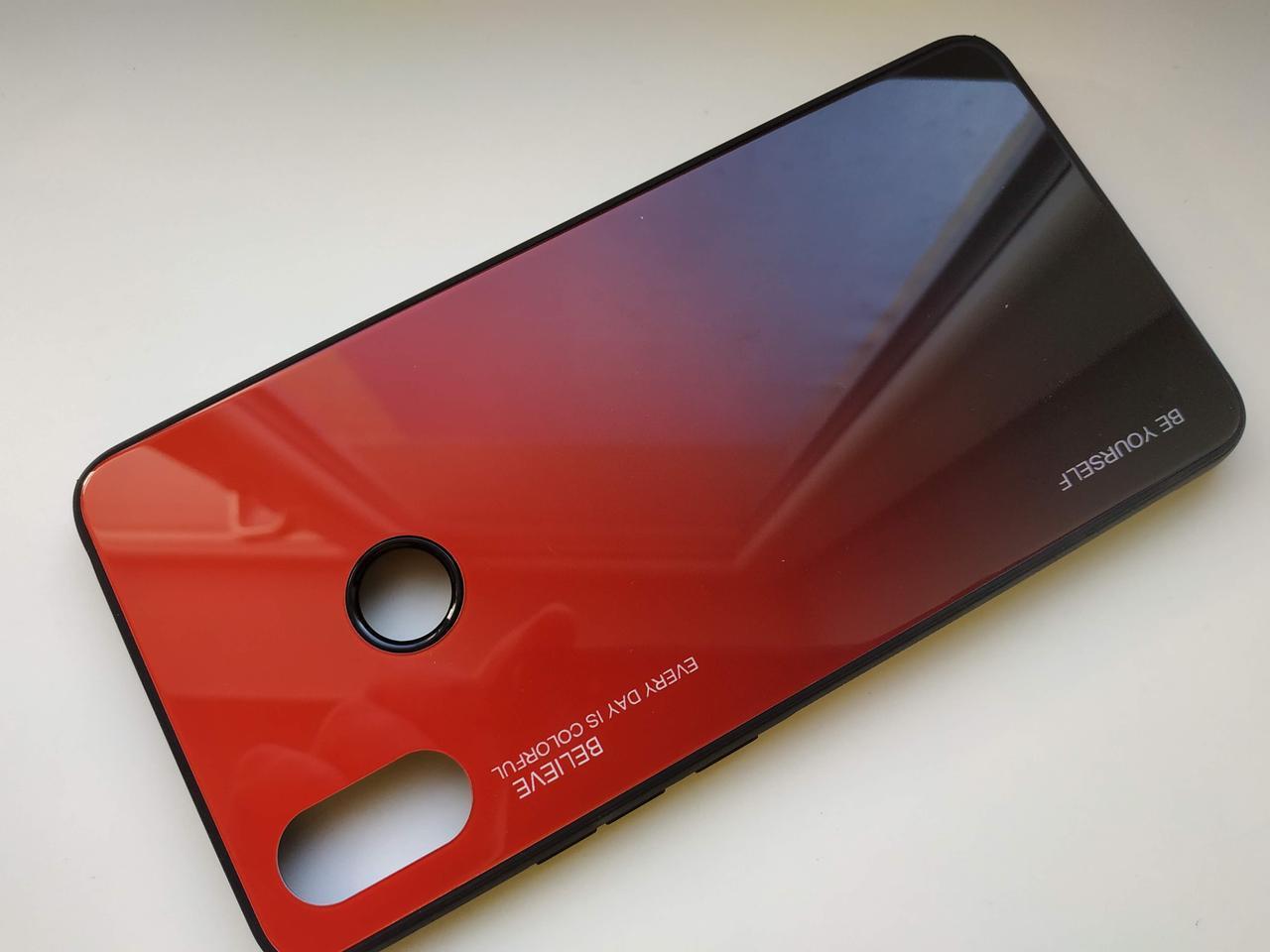 

Чехол градиент стеклянный для Xiaomi Mi 8, Красный