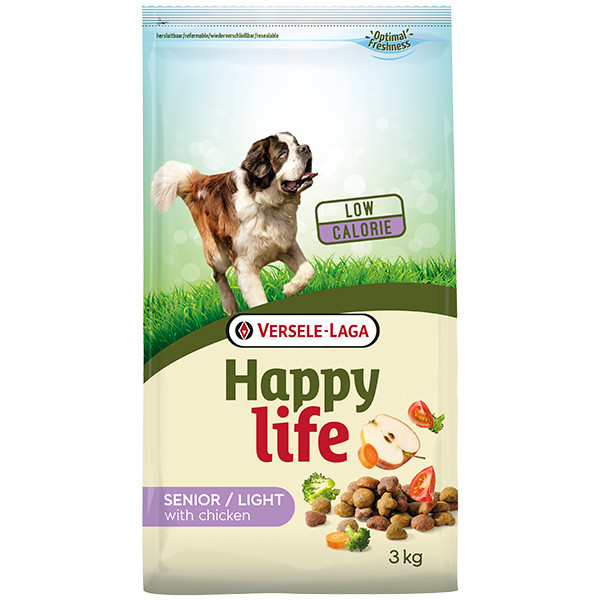 

Сухой корм Happy Life Senior Light with Chicken для пожилых собак с лишним весом, курица 3 кг