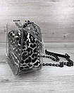 Женская стильная сумка прозрачная черно-белая с цепочкой на плечо Селена, фото 2
