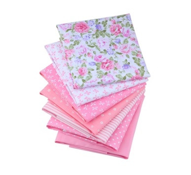 Набор небольших отрезов ткани для рукоделия розового цвета - 7 отрезов 20*25 см