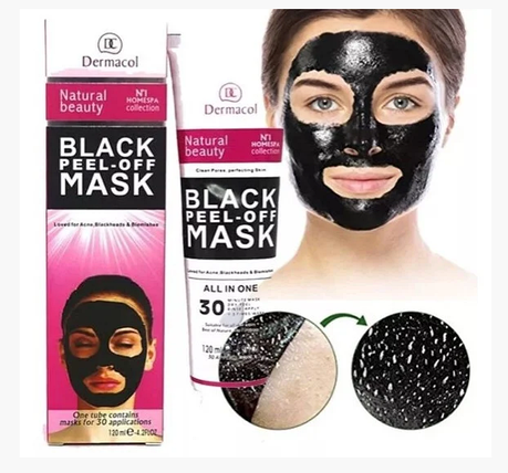Черная маска для лица Dermacol Black Peel Off Mask в тюбике от угрей и черных точек 120 мл, фото 2