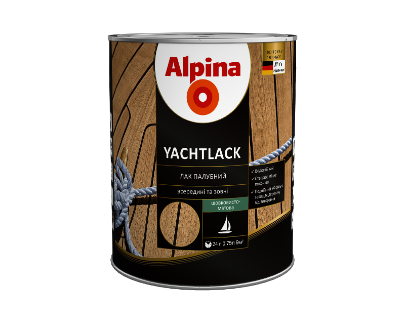 

Лак яхтовый ALPINA YACHTLACK БЕЛАРУСЬ алкид-уретановый шелковисто-матовый 0,75л