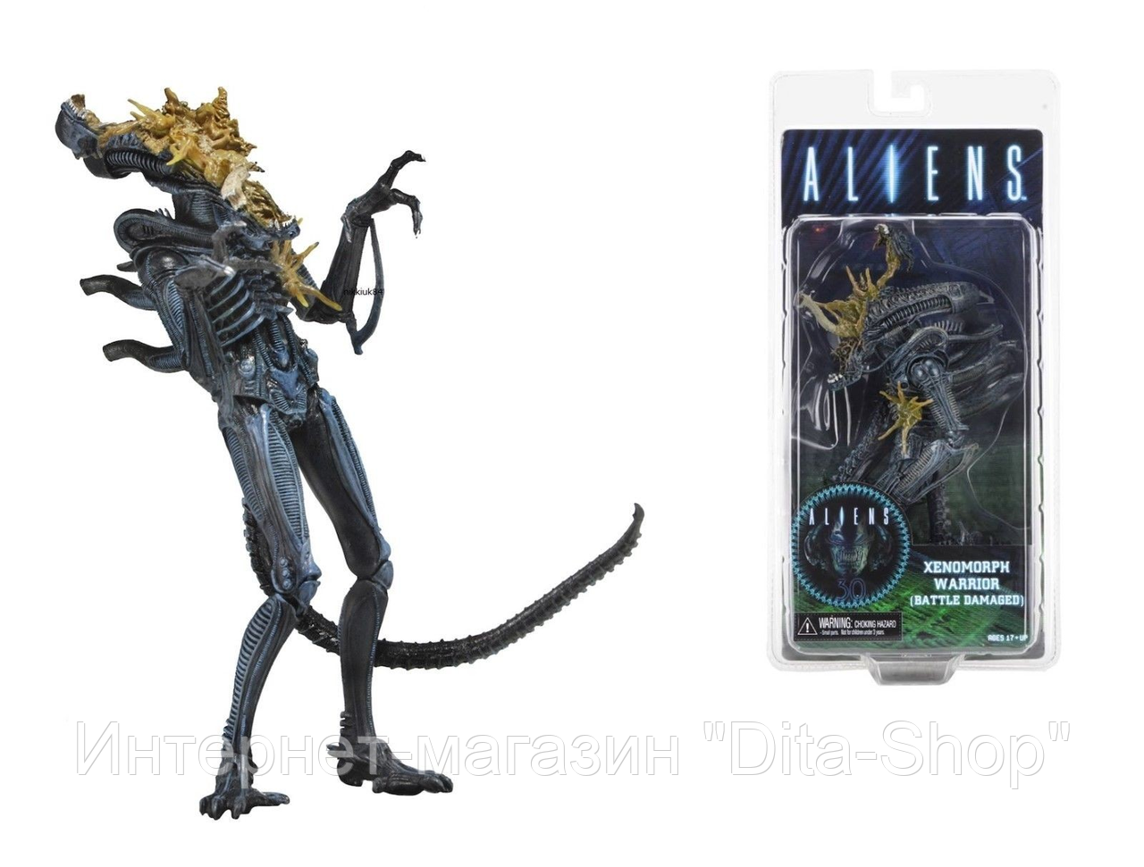 

Игровая коллекционная Фигурка Чужой Поврежденный в бою, 23 см - Aliens Xenomorph Warrior Battle Damaged, Neca