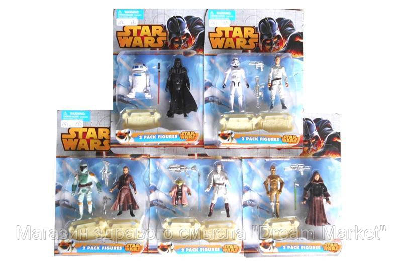 

Игровой набор коллекционных Фигурок Герои STAR WARS, 5 видов, 2 героя с оружием на подставке высота 13 см