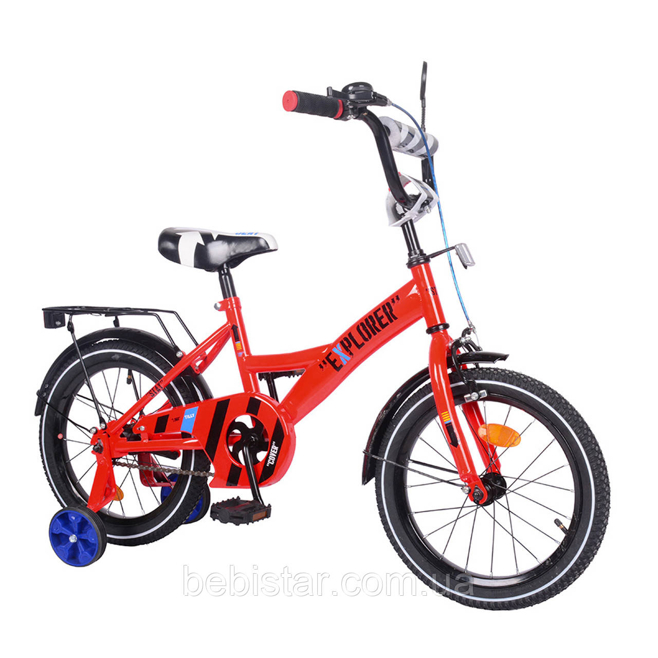 Детский двухколесный велосипед красный TILLY EXPLORER  16" звоночек, передний тороз для деток 4-6 лет