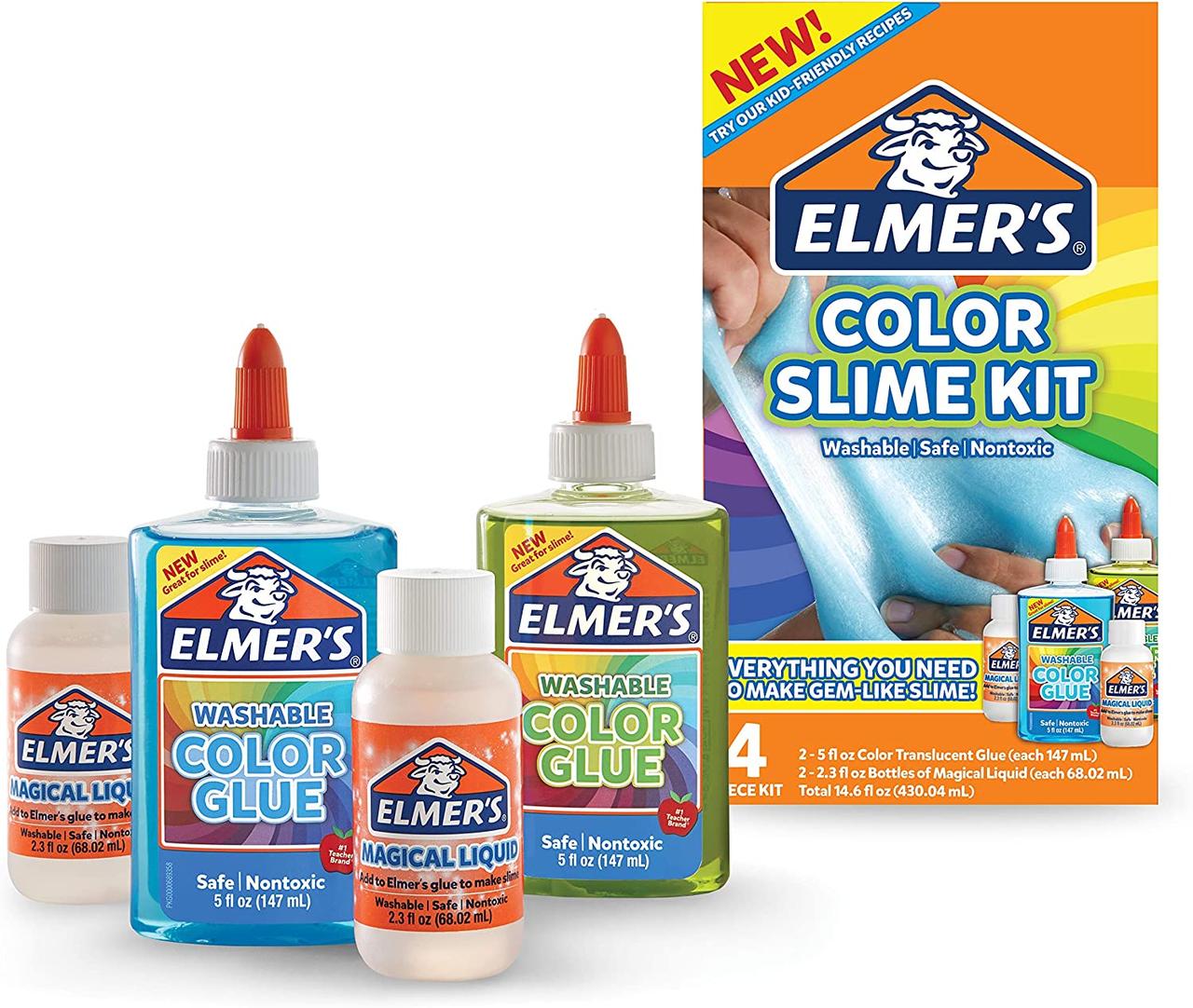Клей Элмерс для изготовления слаймов (голубой, зеленый) Elmer's Color 