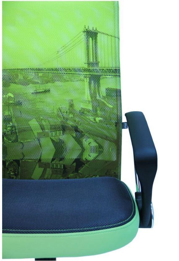 Кресло АЭРО HB сиденье Сетка серая, боковины Zeus 047 Light Green спинка Сетка лайм-Brooklyn Bridge (4)