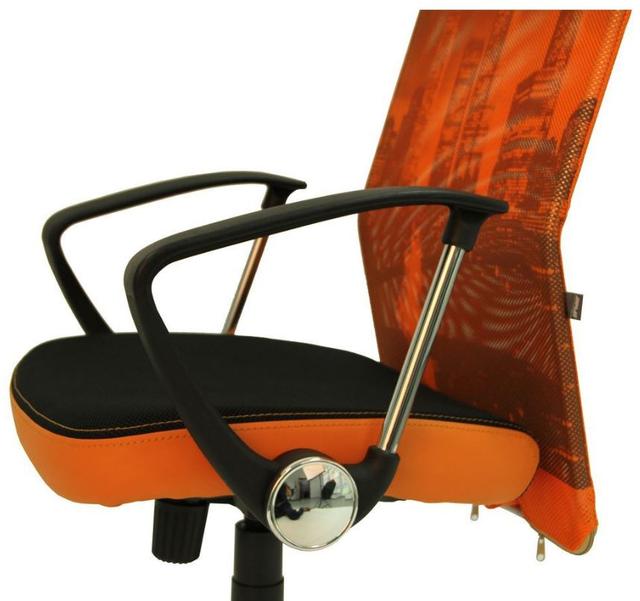 Кресло АЭРО HB сиденье Сетка черная, боковины Zeus 045 Orange спинка Сетка оранж-Skyline (2)